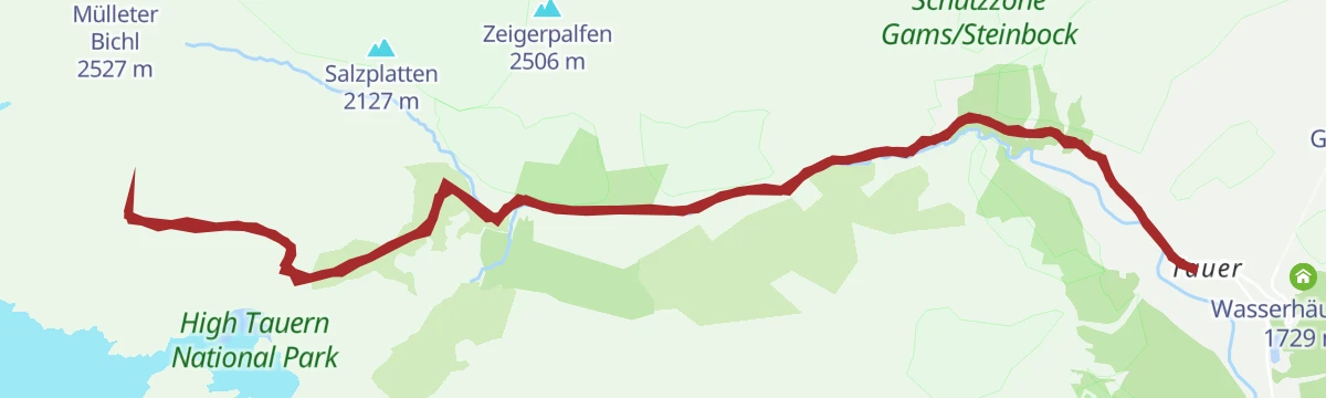 Route map: Wanderung zur Neuen Prager Hütte 2.796m